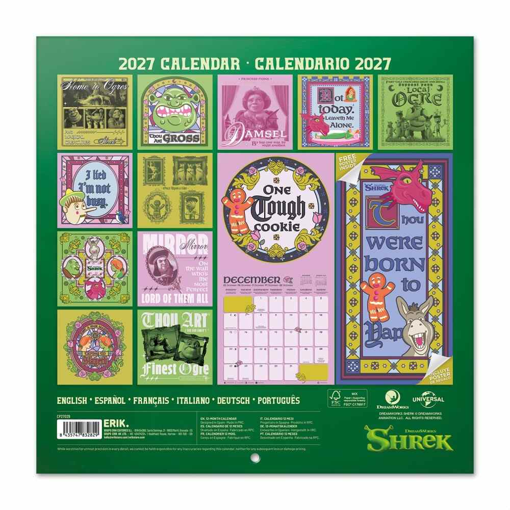 Grupo Erik Shrek - 2027 30X30 Calendar - Multicolours